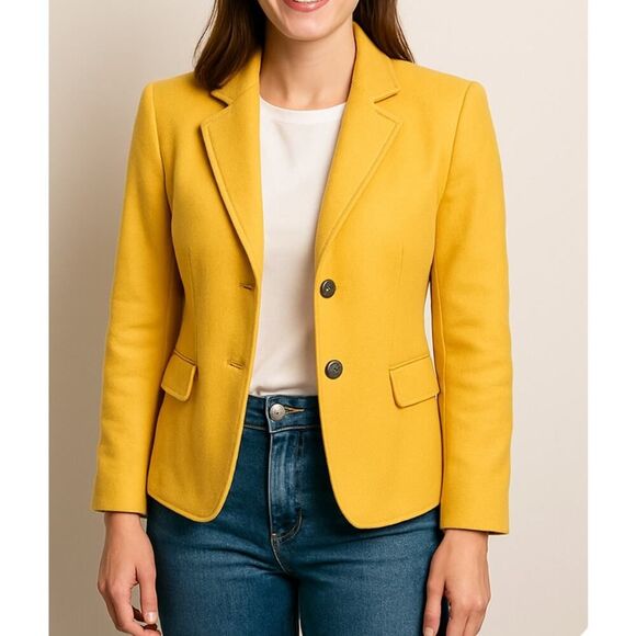 Talbots Blazer 6 Golden Yellow Wool Military Style Buttons NWOT - Picture 1 of 7